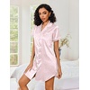 image:imageEkouaer Satin Nightgowns for Women Short Sleeve Button Down SleepshirtPink Leopard