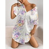 image:imageEkouaer Satin Nightgowns for Women Short Sleeve Button Down SleepshirtPurple Floral