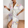 image:imageEkouaer Satin Nightgowns for Women Short Sleeve Button Down SleepshirtPurple Floral