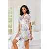 image:imageEkouaer Satin Nightgowns for Women Short Sleeve Button Down SleepshirtPurple Floral