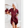 image:imageEkouaer Satin Nightgowns for Women Short Sleeve Button Down SleepshirtWine Red