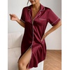 image:imageEkouaer Satin Nightgowns for Women Short Sleeve Button Down SleepshirtWine Red