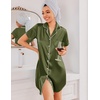 image:imageEkouaer Silk Nightgowns for Women Satin Sleep Shirts Button Down NightshirtArmy Green