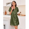 image:imageEkouaer Silk Nightgowns for Women Satin Sleep Shirts Button Down NightshirtArmy Green
