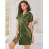 image:imageEkouaer Silk Nightgowns for Women Satin Sleep Shirts Button Down NightshirtArmy Green