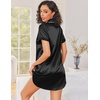 image:imageEkouaer Silk Nightgowns for Women Satin Sleep Shirts Button Down NightshirtBlack