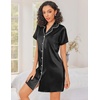 image:imageEkouaer Silk Nightgowns for Women Satin Sleep Shirts Button Down NightshirtBlack
