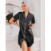 image:imageEkouaer Silk Nightgowns for Women Satin Sleep Shirts Button Down NightshirtBlack