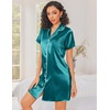 image:imageEkouaer Silk Nightgowns for Women Satin Sleep Shirts Button Down NightshirtBlue Green
