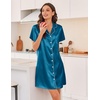 image:imageEkouaer Silk Nightgowns for Women Satin Sleep Shirts Button Down NightshirtDeep Blue