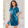 image:imageEkouaer Silk Nightgowns for Women Satin Sleep Shirts Button Down NightshirtDeep Blue