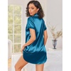 image:imageEkouaer Silk Nightgowns for Women Satin Sleep Shirts Button Down NightshirtDeep Blue