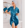 image:imageEkouaer Silk Nightgowns for Women Satin Sleep Shirts Button Down NightshirtDeep Blue