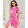 image:imageEkouaer Silk Nightgowns for Women Satin Sleep Shirts Button Down NightshirtHot Pink Leopard