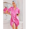image:imageEkouaer Silk Nightgowns for Women Satin Sleep Shirts Button Down NightshirtHot Pink Leopard