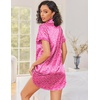 image:imageEkouaer Silk Nightgowns for Women Satin Sleep Shirts Button Down NightshirtHot Pink Leopard