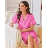 image:imageEkouaer Silk Nightgowns for Women Satin Sleep Shirts Button Down NightshirtHot Pink Leopard