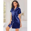 image:imageEkouaer Silk Nightgowns for Women Satin Sleep Shirts Button Down NightshirtNavy Blue