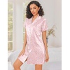 image:imageEkouaer Silk Nightgowns for Women Satin Sleep Shirts Button Down NightshirtPink Leopard