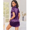 image:imageEkouaer Silk Nightgowns for Women Satin Sleep Shirts Button Down NightshirtPurple