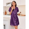 image:imageEkouaer Silk Nightgowns for Women Satin Sleep Shirts Button Down NightshirtPurple