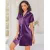 image:imageEkouaer Silk Nightgowns for Women Satin Sleep Shirts Button Down NightshirtPurple