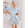 image:imageEkouaer Silk Nightgowns for Women Satin Sleep Shirts Button Down NightshirtStriped Blue