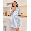 image:imageEkouaer Silk Nightgowns for Women Satin Sleep Shirts Button Down NightshirtStriped Blue