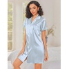 image:imageEkouaer Silk Nightgowns for Women Satin Sleep Shirts Button Down NightshirtStriped Blue