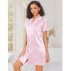 image:imageEkouaer Silk Nightgowns for Women Satin Sleep Shirts Button Down NightshirtStriped Pink