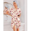 image:imageEkouaer Silk Nightgowns for Women Satin Sleep Shirts Button Down NightshirtTeddy Bear Cherry