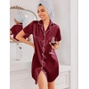 image:imageEkouaer Silk Nightgowns for Women Satin Sleep Shirts Button Down NightshirtWine Red