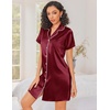 image:imageEkouaer Silk Nightgowns for Women Satin Sleep Shirts Button Down NightshirtWine Red