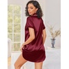 image:imageEkouaer Silk Nightgowns for Women Satin Sleep Shirts Button Down NightshirtWine Red