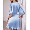 image:imageEkouaer Silk Robes for Women Short Lightweight Bathrobe Satin Kimono RobesBlue