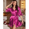 image:imageEkouaer Silk Robes for Women Short Lightweight Bathrobe Satin Kimono RobesHot Pink