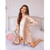 image:imageEkouaer Silk Robes for Women Short Lightweight Bathrobe Satin Kimono RobesKhaki
