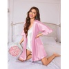image:imageEkouaer Silk Robes for Women Short Lightweight Bathrobe Satin Kimono RobesPink