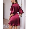 image:imageEkouaer Silk Robes for Women Short Lightweight Bathrobe Satin Kimono RobesWine Red