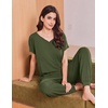 image:imageEkouaer Viscose from Bamboo Womens Pajama Sets Super Soft Short Sleeve Button Top and Pants Pj Sleepwear Sets SXXLArmy Green