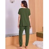 image:imageEkouaer Viscose from Bamboo Womens Pajama Sets Super Soft Short Sleeve Button Top and Pants Pj Sleepwear Sets SXXLArmy Green