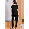 image:imageEkouaer Viscose from Bamboo Womens Pajama Sets Super Soft Short Sleeve Button Top and Pants Pj Sleepwear Sets SXXLBlack