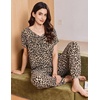 image:imageEkouaer Viscose from Bamboo Womens Pajama Sets Super Soft Short Sleeve Button Top and Pants Pj Sleepwear Sets SXXLBrown Leopard