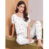 image:imageEkouaer Viscose from Bamboo Womens Pajama Sets Super Soft Short Sleeve Button Top and Pants Pj Sleepwear Sets SXXLDaisy White Floral