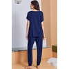 image:imageEkouaer Viscose from Bamboo Womens Pajama Sets Super Soft Short Sleeve Button Top and Pants Pj Sleepwear Sets SXXLDeep Blue