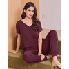 image:imageEkouaer Viscose from Bamboo Womens Pajama Sets Super Soft Short Sleeve Button Top and Pants Pj Sleepwear Sets SXXLDeep Red