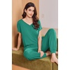 image:imageEkouaer Viscose from Bamboo Womens Pajama Sets Super Soft Short Sleeve Button Top and Pants Pj Sleepwear Sets SXXLGreen