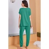 image:imageEkouaer Viscose from Bamboo Womens Pajama Sets Super Soft Short Sleeve Button Top and Pants Pj Sleepwear Sets SXXLGreen