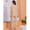 image:imageEkouaer Viscose from Bamboo Womens Pajama Sets Super Soft Short Sleeve Button Top and Pants Pj Sleepwear Sets SXXLKhaki