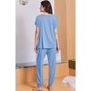 image:imageEkouaer Viscose from Bamboo Womens Pajama Sets Super Soft Short Sleeve Button Top and Pants Pj Sleepwear Sets SXXLLight Blue